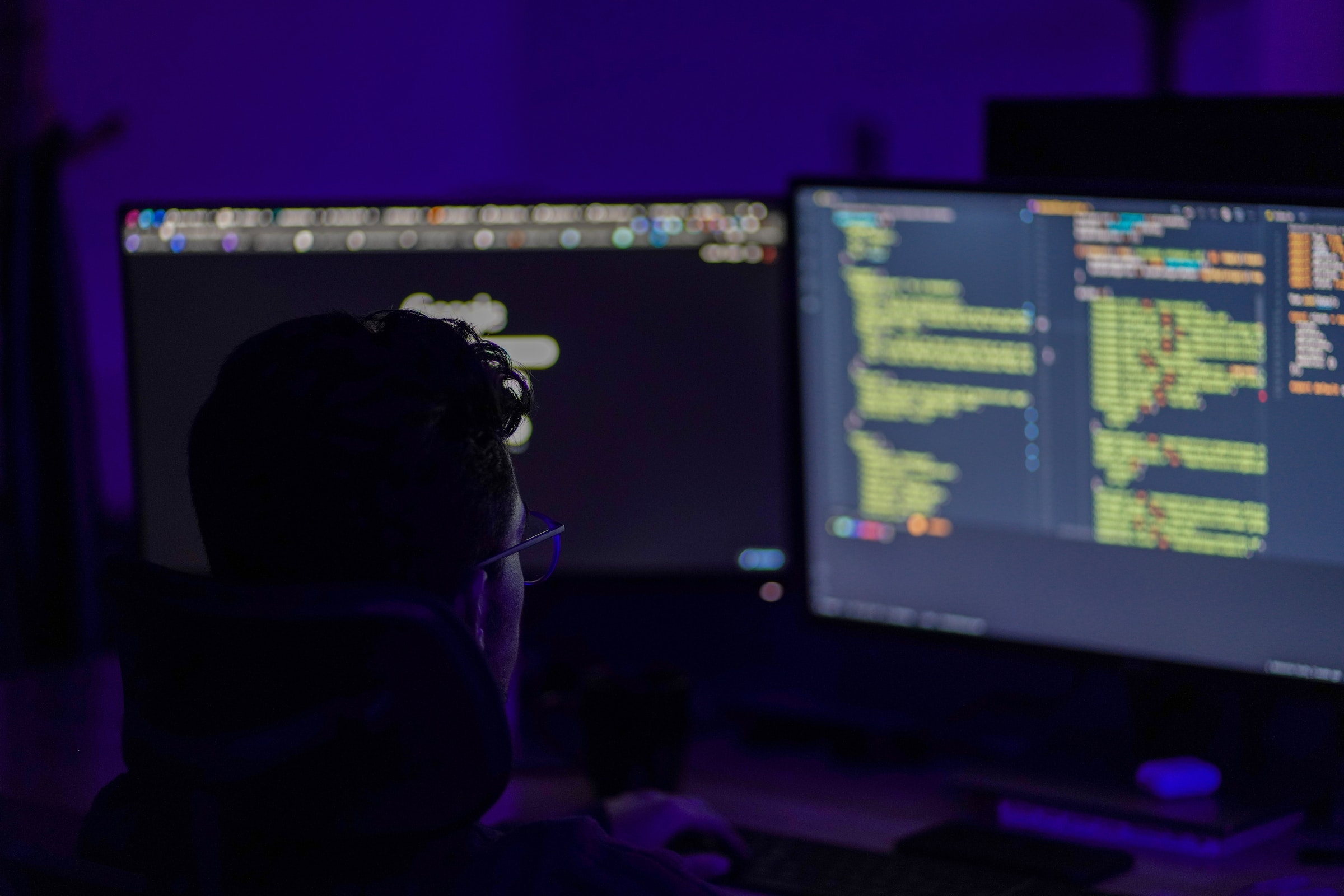 A man writing code